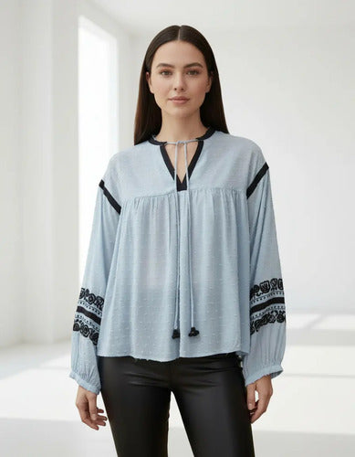 Camisa Blusa  Boho Plumetí Bordada Importada