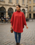 Poncho  Sweater Tejido Grueso Grande Importado Terracota Liso Único