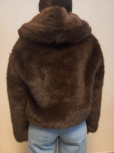 Saco Chaqueta De Piel Sintética Corto Chocolate L Lisa