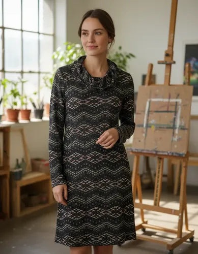 Vestido De Lanilla Estampado Multicolor Estampado L