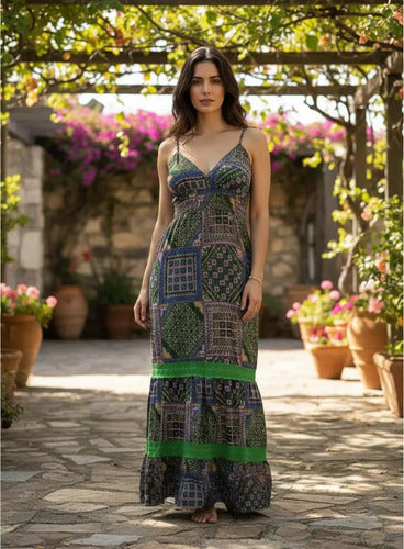Vestido Solero Largo Sirena Importado Estampado Boho  India