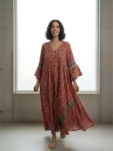 Vestido De India De Algodón Modelo Grande Hasta  Xxxl