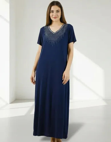 Vestido Modal Con Strass Importado Largo