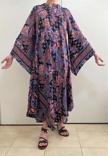 Vestido Mangas Oxford Importado Seda Hindú