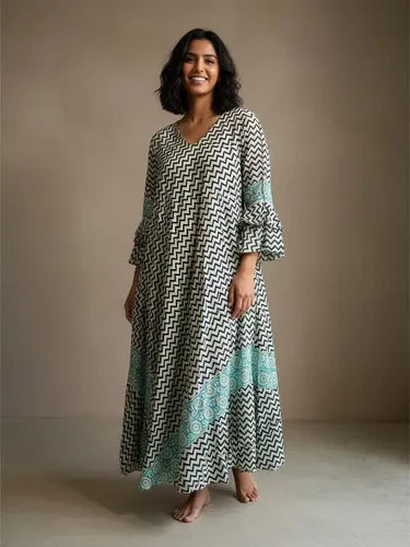 Vestido De India De Algodón Modelo Grande Hasta  Xxxl