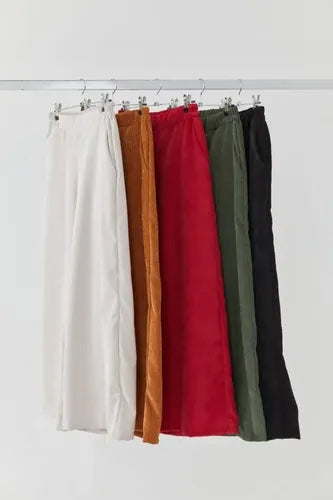 Pantalón Palazzo De Corderoy Modelo Grande Negro Liso L