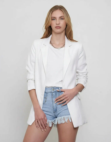 Short De Jean Desflecado Talle Chico Celeste Liso 40