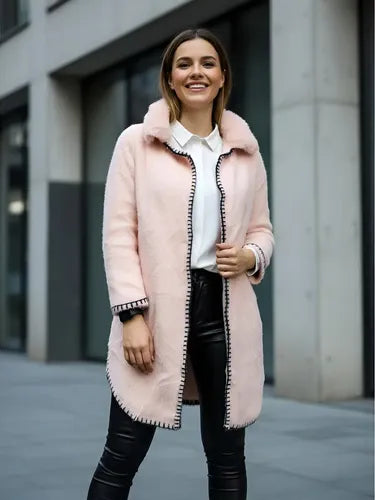 Saco Tapado Tejido Pelo De Mono + Piel Importado Extra Suave