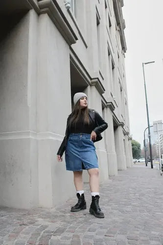 Falda Pollera De Jean Denim Cargo