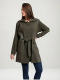 Tapado Trench Abrigo Con Eco Cuero