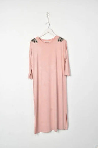 Vestido Modal Largo Detalle Hombros Calidad