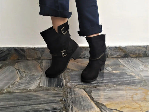 Botas Botinetas De Gamuza Negro 37 Ar
