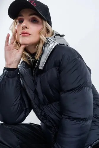 Campera  De Abrigo Puffer Importada Bicolor Negro Xxl