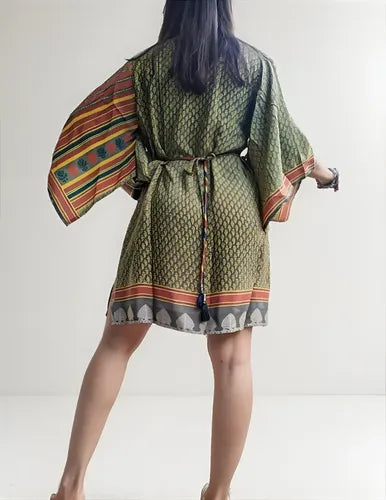 Vestido Blusa Túnica De Seda Hindú Importado Amplio Boho