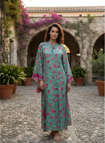 Vestido Mangas Oxford Importado Seda Hindú