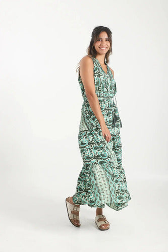 Vestido De Seda Hindú Largo Sin Mangas Mod. 57