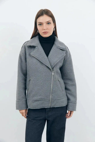 Campera Abrigada Biker De Corderito Bouclé