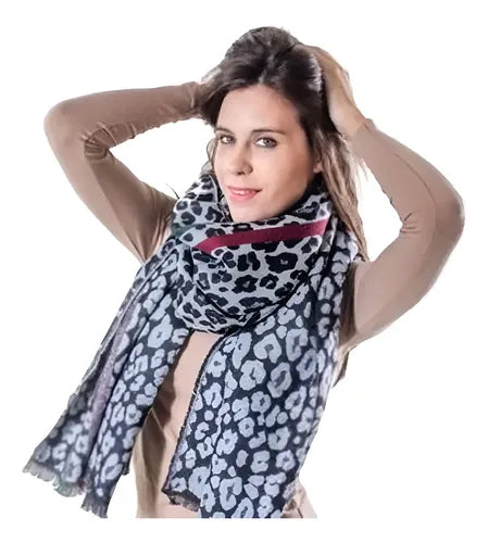 Pashmina Chalina Bufanda Importada Animal Print Negro Animal Print
