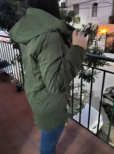 Campera Militar Parka  Forrada Importada  Verde Musgo S Liso
