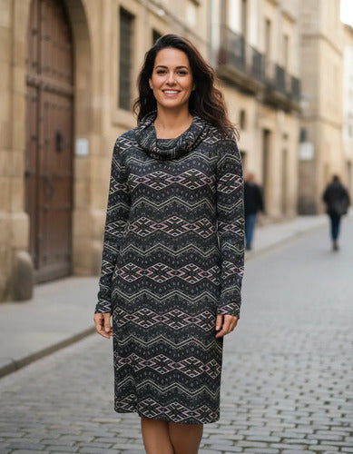 Vestido De Lanilla Estampado Multicolor Estampado M