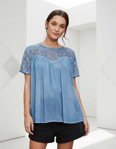 Camisa  Blusa Encaje Boho Hippie Chic Importada