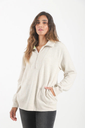 Buzo Gris Melange Con Frisa Modelo Amplio Único Gris Melange Liso
