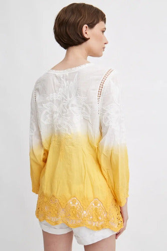 Blusa Camisa  Importada Batik  Puntilla Boho Hippie Chic