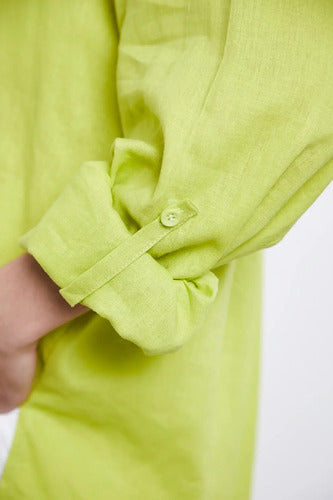 Camisa De Lino Manga Larga Modelo Grande Oversize