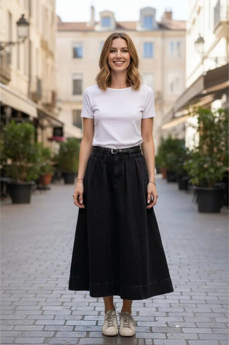 Falda Pollera Paisana Jean Larga