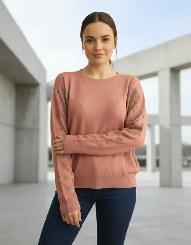 Sweater Importado Detalles Mangas Amplio Cod. 331 Hasta Xxl
