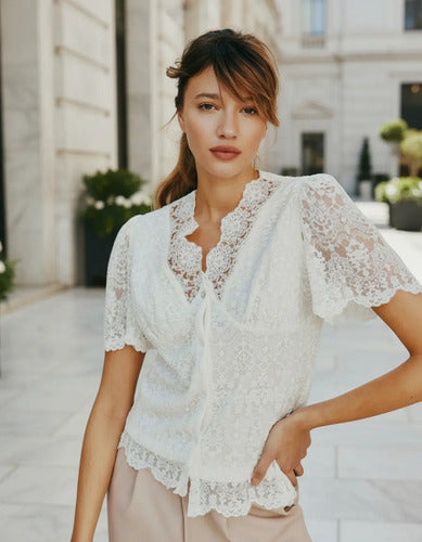 Blusa Camisa Encaje Importada