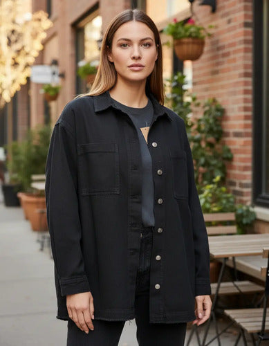 Campera De Gabardina Camisaco Modelo Grande Negro L Lisa