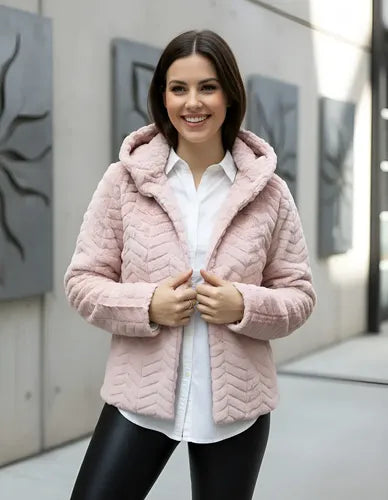Saco Chaqueta De Piel Sintética Importado Extra Suave Rosa Unico Pelo Corto