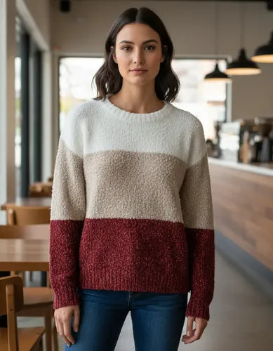 Sweater Tejido  Amplio Colores  Rojo U