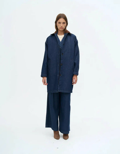 Saco Largo De Jean Campera Modelo Amplio Azul Único Lisa
