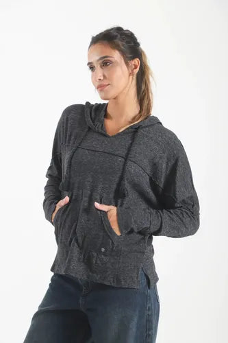Buzo Liviano Modelo Grande Oversize Único Gris Oscuro Lisa