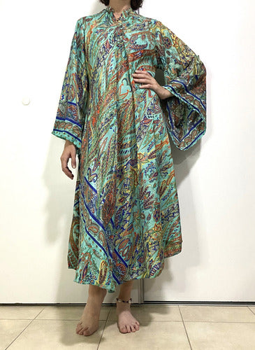 Vestido Mangas Oxford Importado Seda Hindú