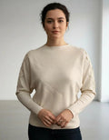 Sweater Tejido Importado Detalle En Brazos Strass  Cod. 288 Beige Unico
