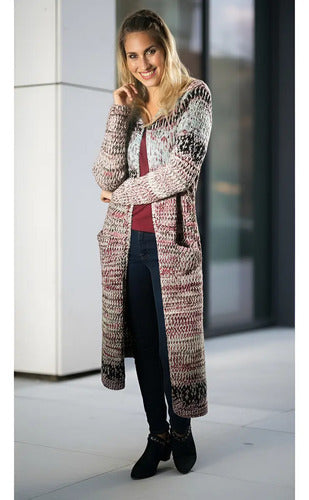 Saco Largo Tapado Tejido Importado Estilo Boho Folk