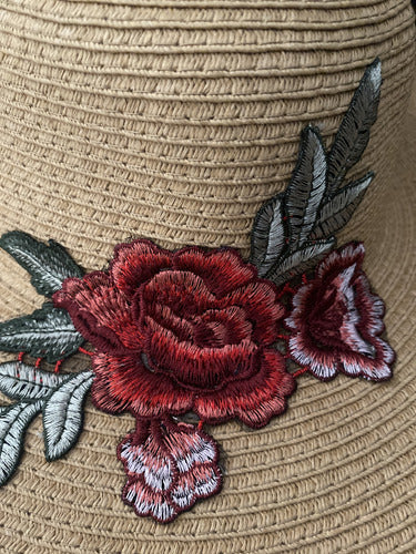 Capelina Sombrero Boho Folk Bordado Importado  Marrón Claro U