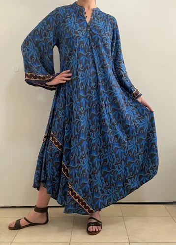 Vestido Mangas Oxford Importado Seda Hindú