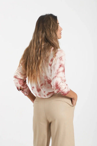 Camisa Blusa De India Batik Talle Especial Crudo Y Rosa Viejo Batik Xl
