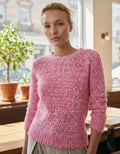 Sweater Boucle Jaspeado Tejido Rosa Liso Único