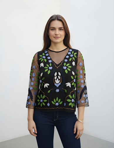 Blusa Camisa  Bordada Importada De India Folk Tipo Vars