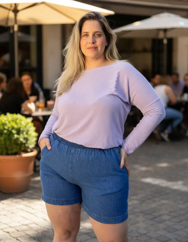 Short De Jean Camisero Denim M A Xxxl Talle Grande