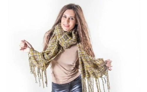 Pashmina Chalina Bufanda Importada Cuadros Multicolor Cuadros