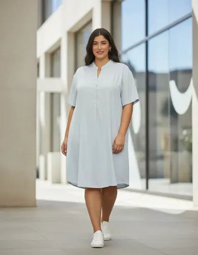 Vestido Cuello Mao Talle Grande Xl A 6xl