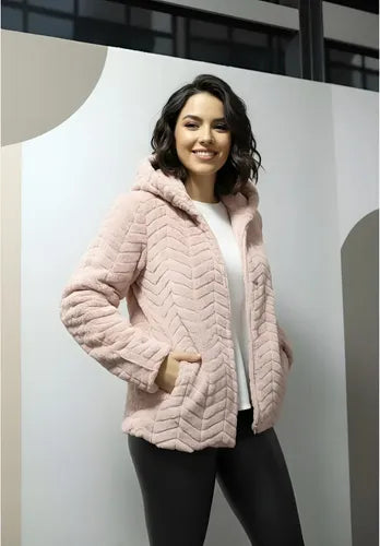 Saco Chaqueta De Piel Sintética Importado Extra Suave Rosa Unico Pelo Corto