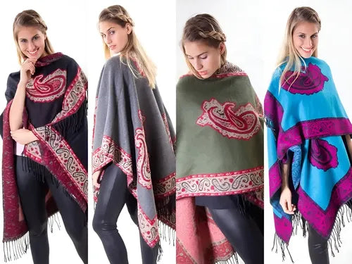 Ruanas Ponchos Grandes De Lanilla Divinos Tipo Rapsodia Vars Negro Lanilla U