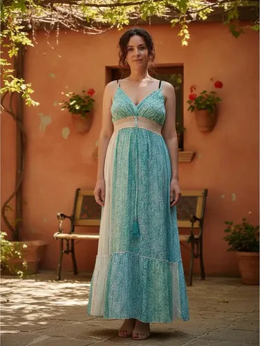 Vestido Sin Mangas Largo De India Con Lurex